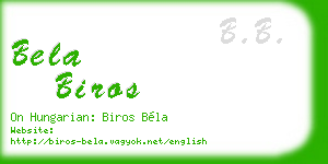 bela biros business card